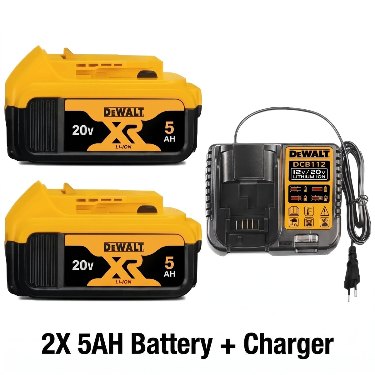 DeWalt 20V MAX 2x 5.0Ah Batteries & Fast Charger Kit
