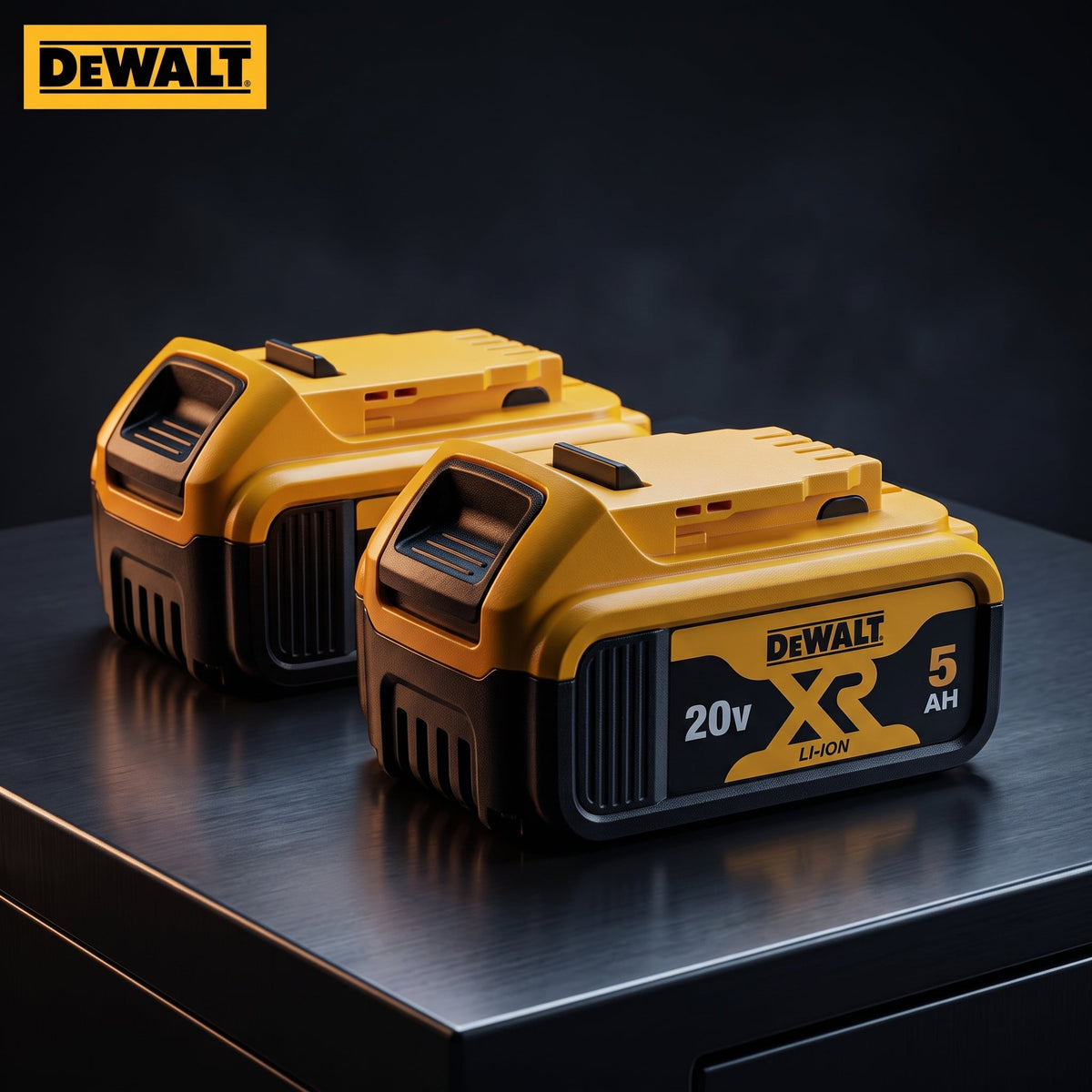2x DeWALT 20V MAX* XR 5.0Ah Lithium-Ion Battery (DCB205) – High Capacity Power