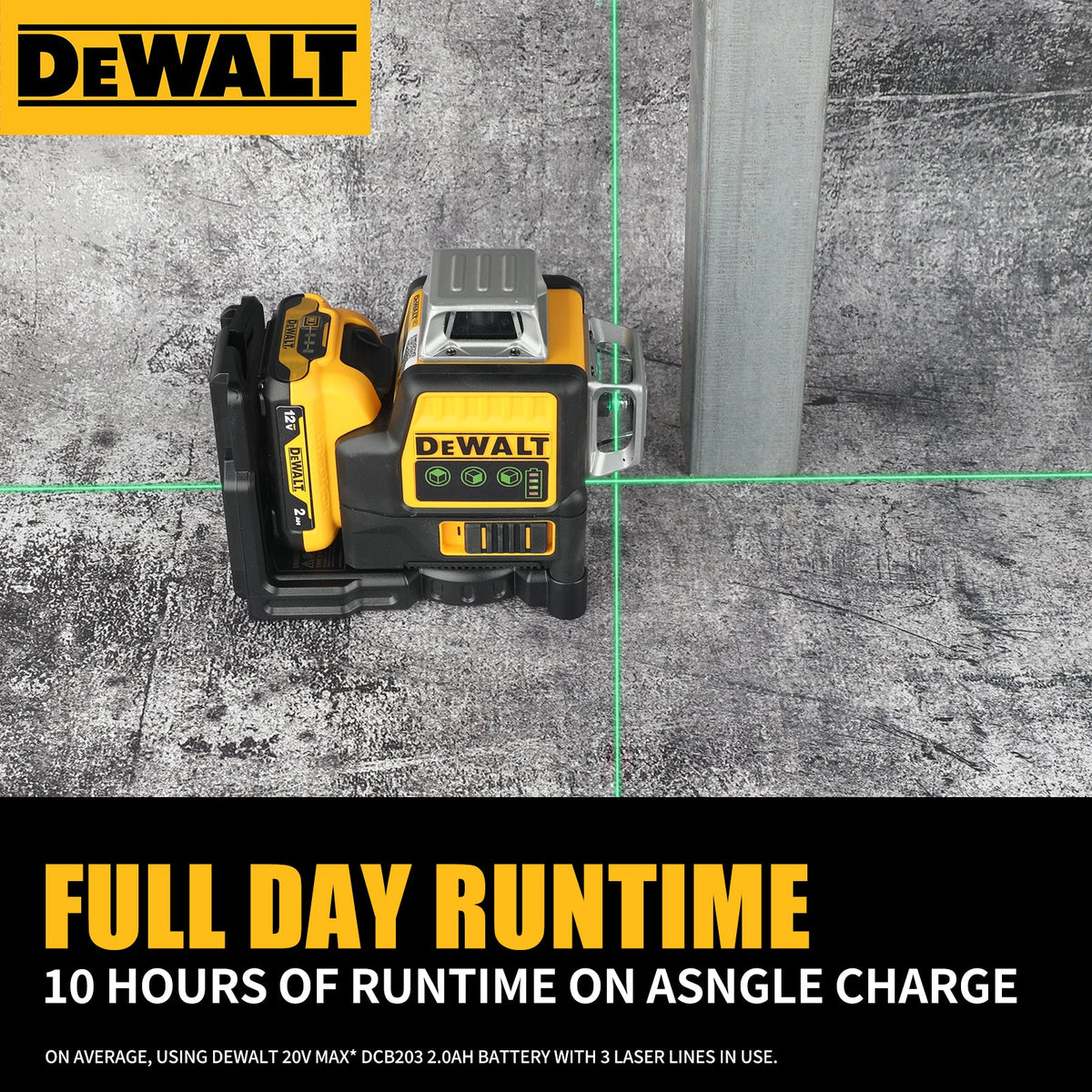 DeWALT DW089LG 12V Green Line 3 x 360 Laser Level Laser Tool ( battery + Charger )