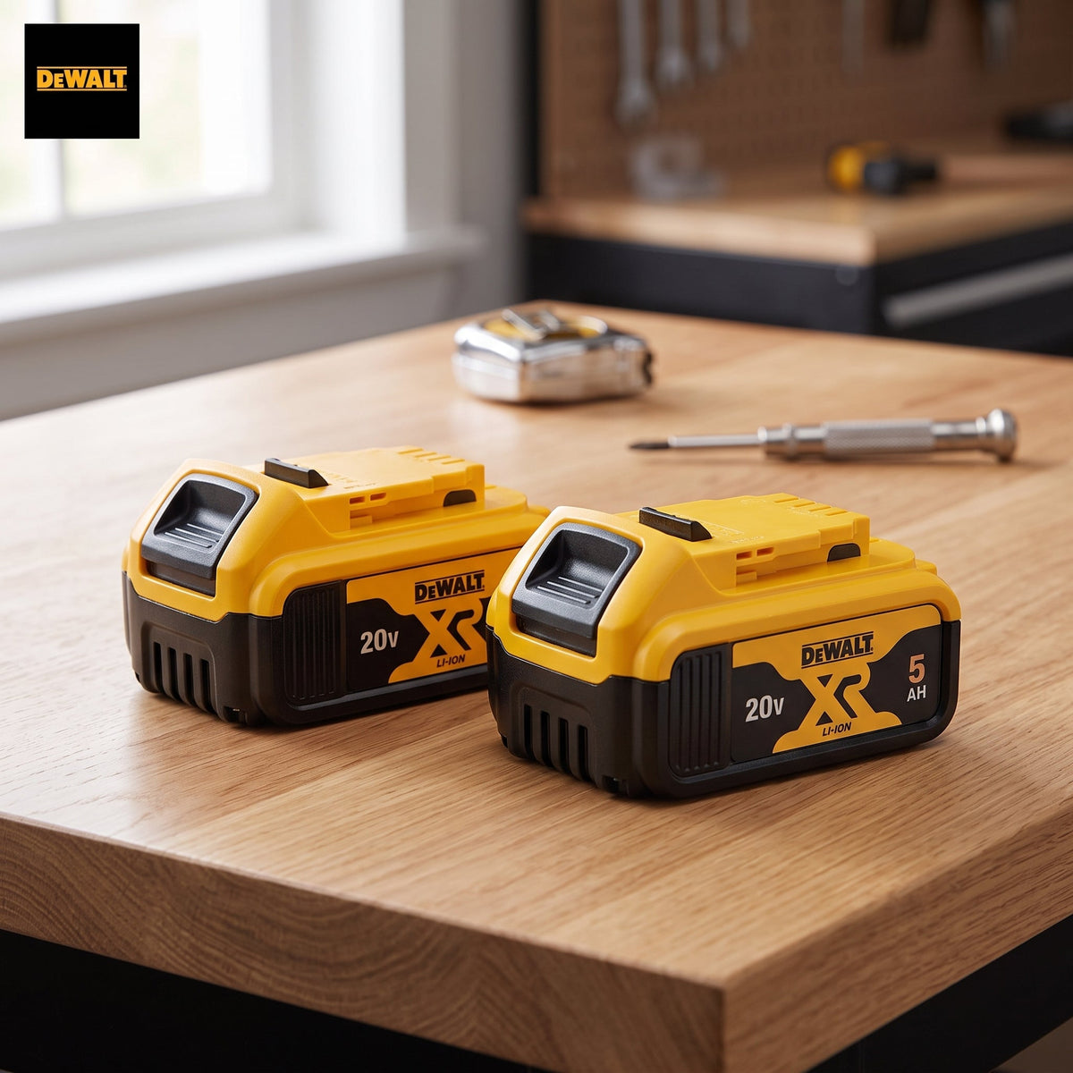 2x DeWALT 20V MAX* XR 5.0Ah Lithium-Ion Battery (DCB205) – High Capacity Power