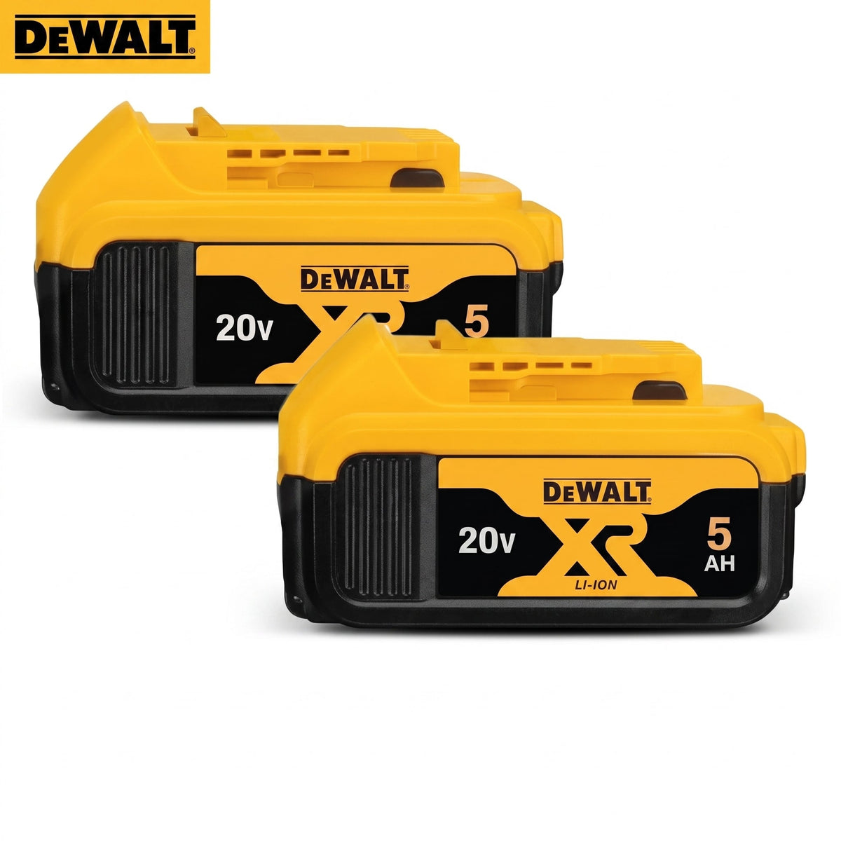2x DeWALT 20V MAX* XR 5.0Ah Lithium-Ion Battery (DCB205) – High Capacity Power